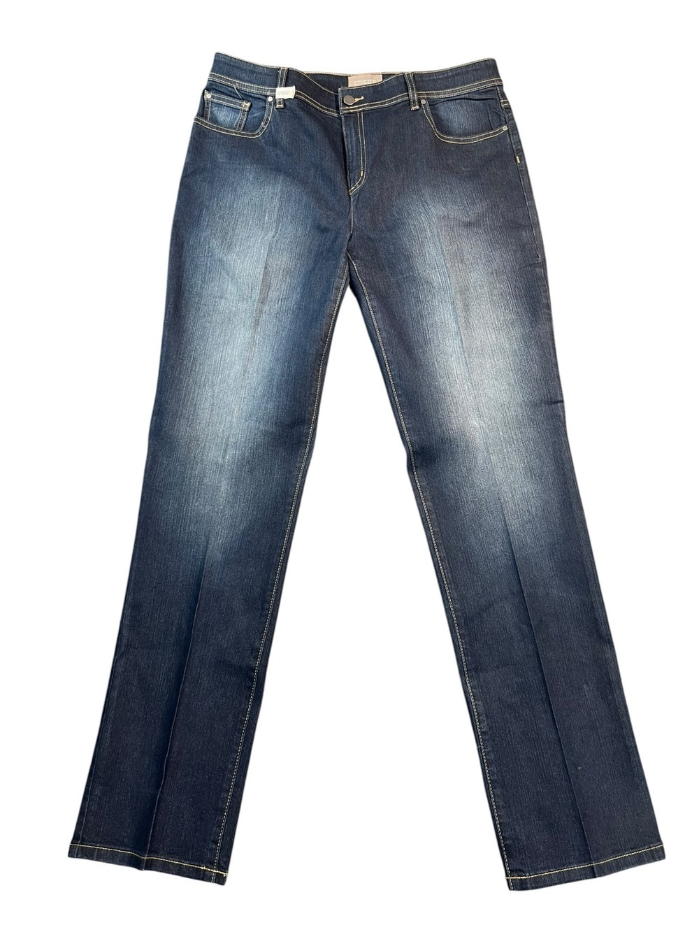 Chicos Dark Wash Denim Blue Jeans Size 2 Cotton Blend Button Zip Closure